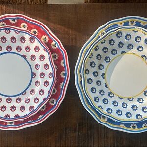 Charming Floral Dinnerware Set - Red and Blue
